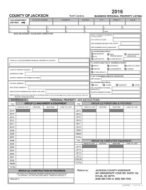 Jackson County Business Personal Property Listing Form
