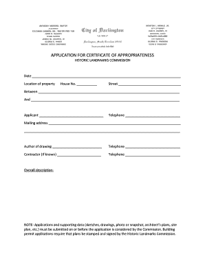 Application for Certificate of Appropriateness
