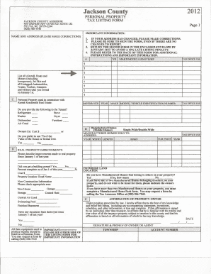 Jackson County Personal Property Tax Listing Form