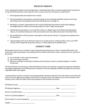 FFA Code of Conduct Agreement