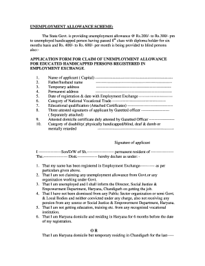 Unemployment Allowance Application Form