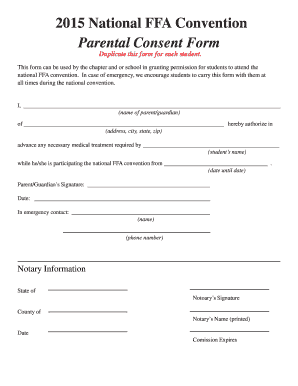 National FFA Convention Parental Consent Form