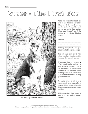 Arkansas Governor's Mansion Pet Activity Sheet