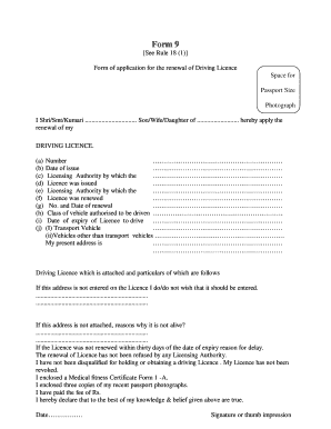 Driving Licence Renewal Application