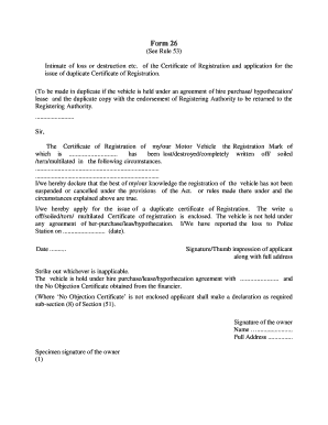 Duplicate Certificate of Registration Application