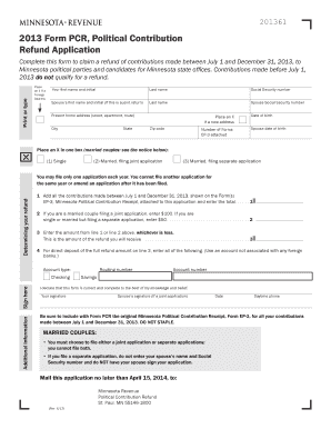 Minnesota Political Contribution Refund Application