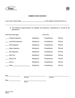 Inspection Notice for Property Purchase