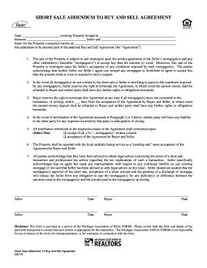 Short Sale Addendum to Buy and Sell Agreement