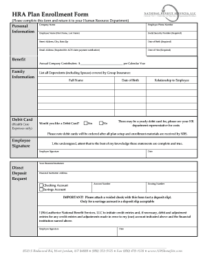 HRA Plan Enrollment Form