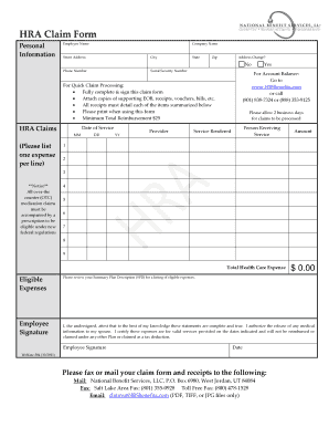 HRA Claim Form