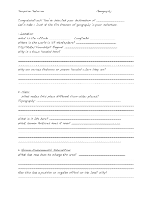 Geography Study Worksheet