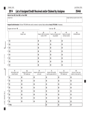 California Assigned Credit Form 3544A