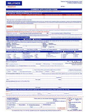 Reliance Mutual Fund Application Form