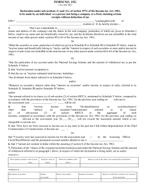 Form 15G Declaration