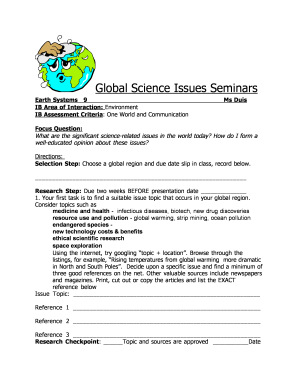 Science Issues Research Assignment