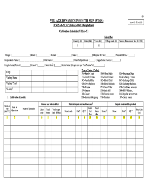 Agricultural Cultivation Schedule Form