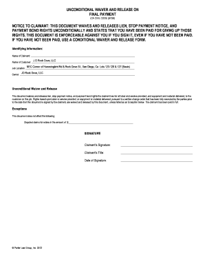 Unconditional Waiver and Release on Final Payment