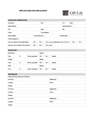 Application for Employment Form