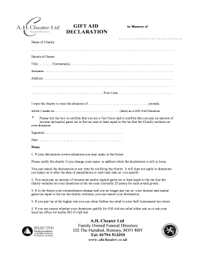 Gift Aid Declaration Form
