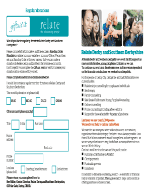 Relate Derby and Southern Derbyshire Donation Form