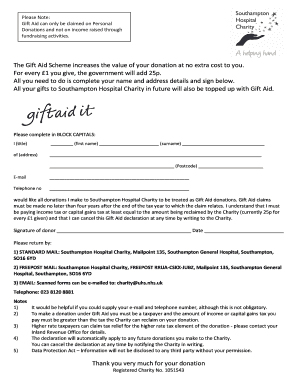 Gift Aid Declaration Form