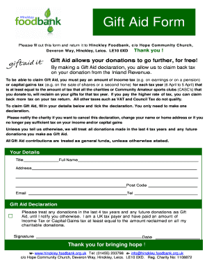 Gift Aid Declaration Form
