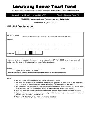 Gift Aid Declaration Form