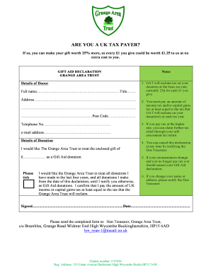 UK Gift Aid Declaration Form