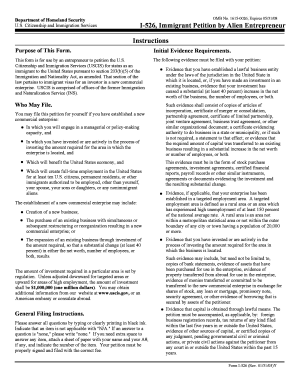 USCIS Form I-526 Immigrant Petition by Alien Entrepreneur