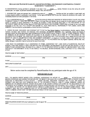 Soccer Liability Waiver and Parental Consent Form