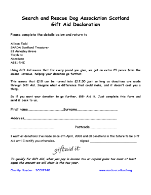 Gift Aid Declaration Form