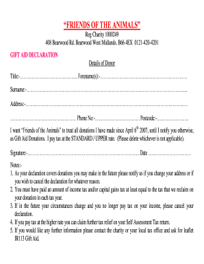 Gift Aid Declaration Form