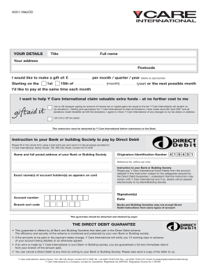 UK Gift Aid Declaration and Direct Debit Form