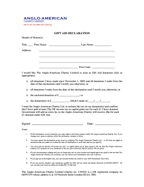 Gift Aid Declaration Form