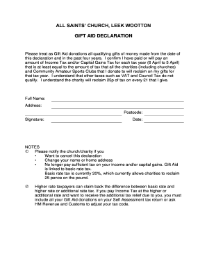 Gift Aid Declaration Form