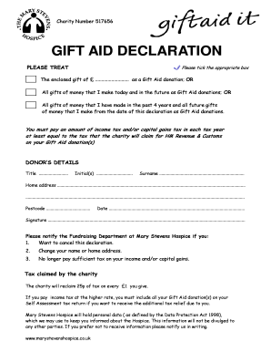 Gift Aid Declaration Form
