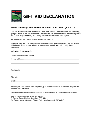 Gift Aid Declaration Form
