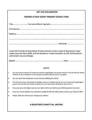 Gift Aid Declaration Form