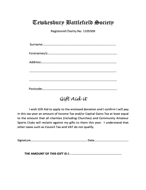 Gift Aid Declaration Form