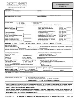 Builders Risk Policy Application