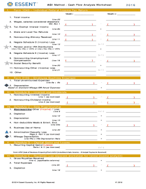 AGI Method Cash Flow Analysis Worksheet 2016