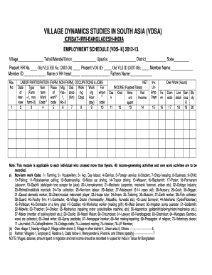 Employment Schedule Form VDS-K