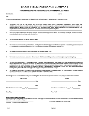 TICOR Title Insurance Statement for ALTA Policies