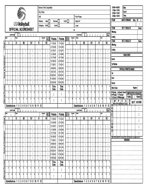 Volleyball Match Scoresheet