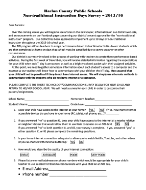Harlan County NTI Days Survey
