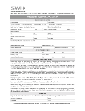 Wholesale Account Application