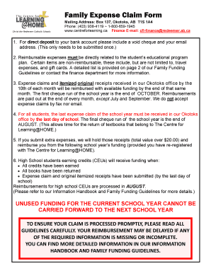 Family Expense Claim Form