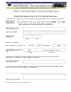 Credit Card Payment Form for US Visa Services