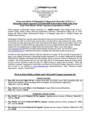 Microsoft Campus Agreement 3.0 Faculty/Staff Work-at-Home Media Order Form
