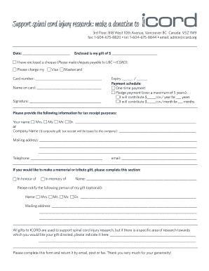 Donation Form for Spinal Cord Injury Research